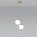 Modern gold glass ball dual head pendant light bedroom