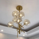 Modern gold glass ball iron chandelier living room light