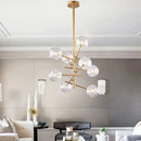 Modern gold glass ball iron chandelier living room light