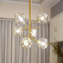 Modern gold glass ball iron chandelier living room light