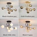 Modern gold glass ball led ceiling chandelier living room light