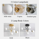 Modern gold glass ball led ceiling chandelier living room light