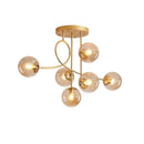Modern gold glass ball led ceiling chandelier living room light