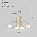 Modern gold glass ball led chandelier for dining room