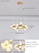 Modern gold glass ball led chandelier for dining room