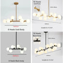 Modern gold glass ball led chandelier for kitchen and dining room
