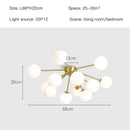 Modern gold glass ball led chandelier living room light
