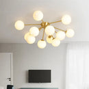Modern gold glass ball led chandelier living room light