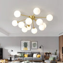Modern gold glass ball led chandelier living room light