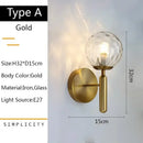 Modern gold glass ball led wall lamp for bedroom
