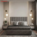 Modern gold glass ball wall lamp bedroom dual frosted sconce