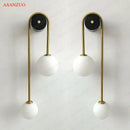 Modern gold glass ball wall lamp bedroom dual frosted sconce