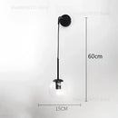 Modern gold glass ball wall lamp bedroom sconce