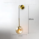 Modern gold glass ball wall lamp bedroom sconce