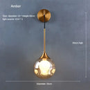 Modern gold glass ball wall lamp bedroom smoked sconce