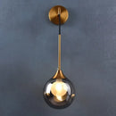 Modern gold glass ball wall lamp bedroom smoked sconce
