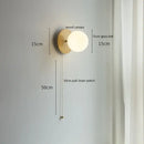 Modern gold glass ball wall lights with pull chain for bedroom