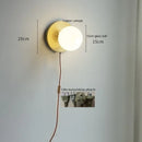 Modern gold glass ball wall lights with pull chain for bedroom