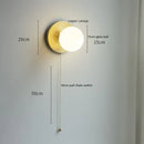 Modern gold glass ball wall lights with pull chain for bedroom