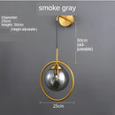 Modern gold glass ball wall sconce light fixture bedroom lamp