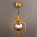 Modern gold glass ball wall sconce light fixture bedroom lamp