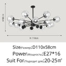 Modern gold glass led chandelier for dining room sphere pendant light