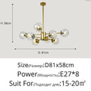 Modern gold glass led chandelier for dining room sphere pendant light