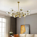 Modern gold glass led chandelier for dining room sphere pendant light