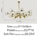 Modern gold glass led chandelier for dining room sphere pendant light