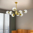 Modern gold glass led chandelier for dining room sphere pendant light
