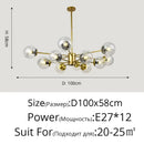 Modern gold glass led chandelier for dining room sphere pendant light