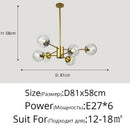Modern gold glass led chandelier for dining room sphere pendant light