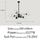 Modern gold glass led chandelier for dining room sphere pendant light