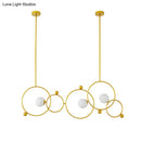 Modern gold glass ring pendant light dining room adjustable rods