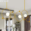 DecorBites™ Contemporary 3-Light Gold Glass Ring Island Pendant With Adjustable Rods