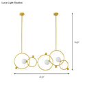 DecorBites™ Contemporary 3-Light Gold Glass Ring Island Pendant With Adjustable Rods