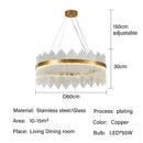 Modern gold glass rod led pendant chandelier for dining room