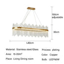 Modern gold glass rod led pendant chandelier for dining room