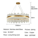Modern gold glass rod led pendant chandelier for dining room