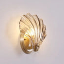 Modern gold glass shell led wall lamp bedroom sconce