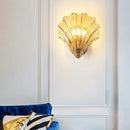 Modern gold glass shell led wall lamp bedroom sconce
