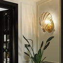 Modern gold glass shell led wall lamp bedroom sconce