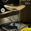 Modern gold hammered fruit bowl tray gold & black dining room