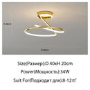 Modern gold heart line led chandelier bedroom ceiling light