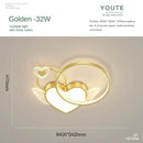 Modern gold heart shape led ceiling light bedroom with wings