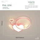 Modern gold heart shape led ceiling light bedroom with wings