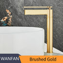 Modern gold high arc brass deck mounted basin faucet bathroom mixer