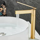 Modern gold high arc brass deck mounted basin faucet bathroom mixer