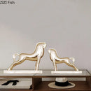 Modern gold horse resin sculpture living room minimalist decor