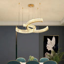 Modern gold intertwined crystal led pendant lights dining room dimmable